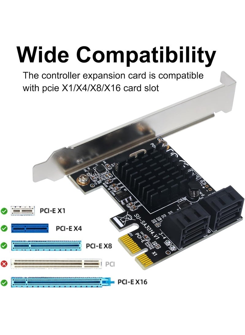 igeekwell SATA Card, 4 Port SATA 3.0 Controller Expansion Card with 4 SATA Cable, 6Gbps PCIe SATA Card with Low Profile Bracket, Non-Raid, Boot as System Disk, Support 4 SATA 3.0 Devices - Image 3